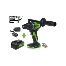 Дрель-шуруповерт GreenWorks GD24DD90, 24V, б/щет, 0-550/0-2100об/мин, 45/90Нм, 1x4Ач, ЗУ, коробка 3707507VUB