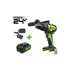 Дрель-шуруповерт ударная GreenWorks GD24DD140, 24V, б/щет, 0-550/0-2100об/мин, 70/140Нм, Anti-kickback, 1x4Ач, ЗУ, коробка 3707607VUB
