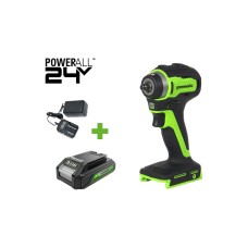 Гайковерт ударный GreenWorks G24IW200, 24V, б/щет, 0-2400об/мин, 3200уд/мин, 3/8'', 200Нм, 1x2Ач, ЗУ, коробка 3803607VUA