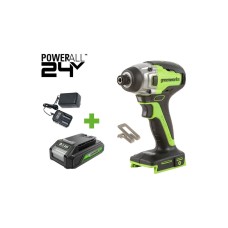 Винтоверт ударный GreenWorks GD24ID3, 24V, б/щет, 0-2800об/мин, 4000уд/мин, HEX 1/4